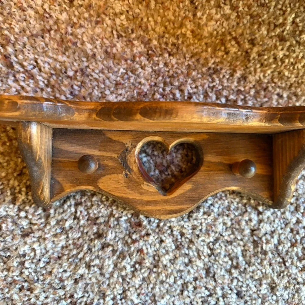 Vintage small Cut out heart mini bench and shelves
